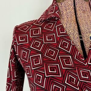 Geometric Red and Black Blazer